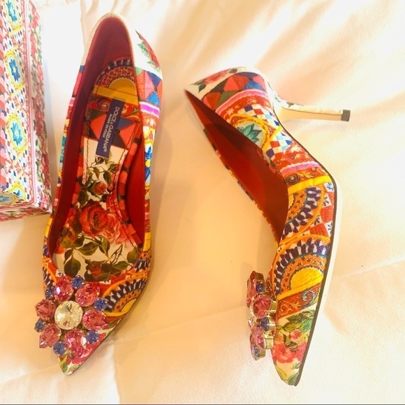 DOLCE & GABBANA MAMBO PRINT BROCADE PUMPS Size 5 - Picture 7 of 13